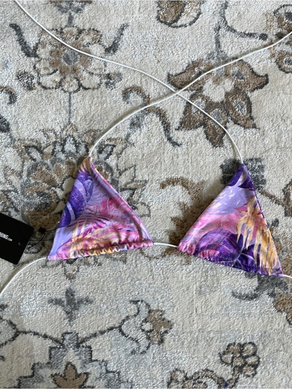 PrettyLittleThing Purple & Pink Tropical Triangle Bikini Top